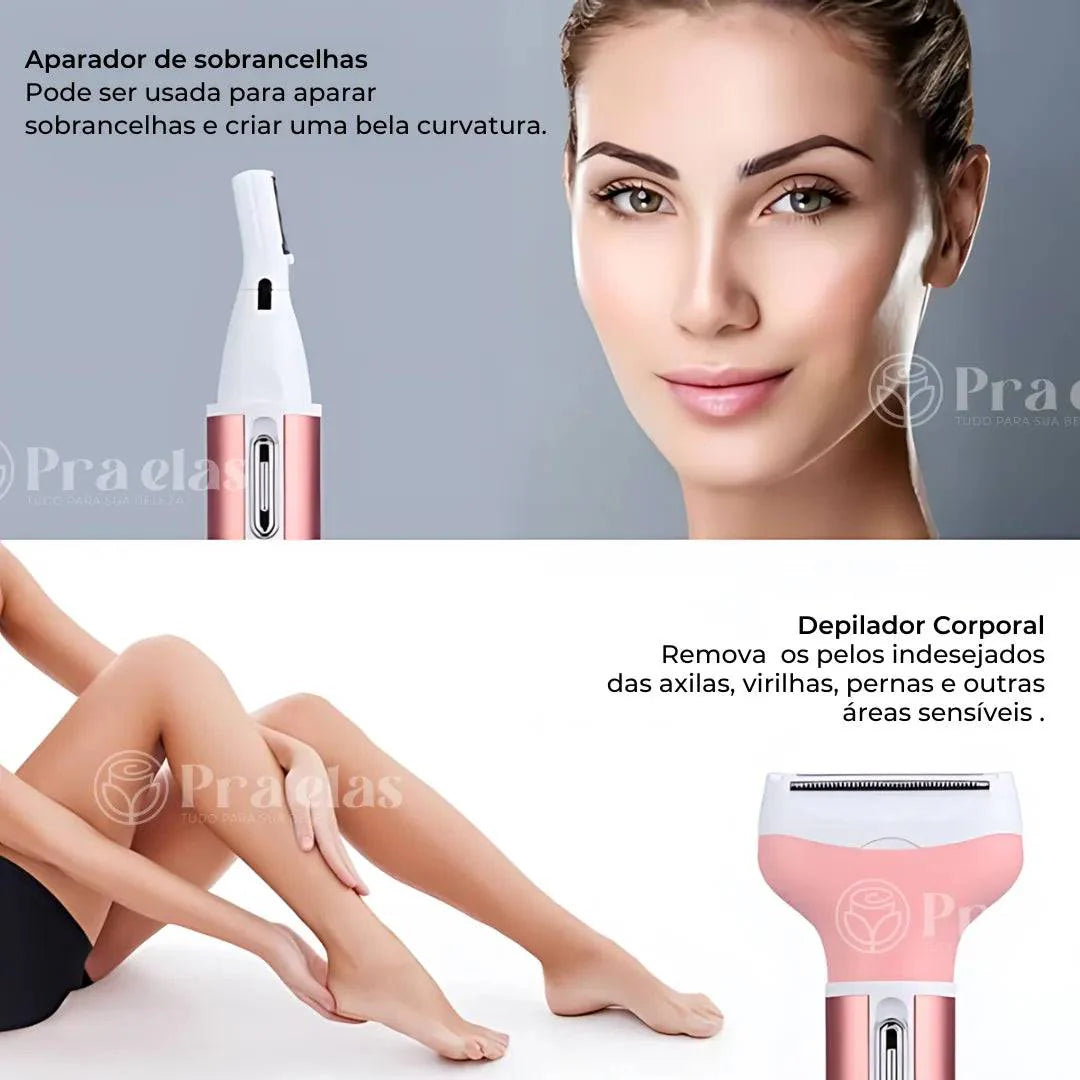 Depilador Elétrico Feminino 4 em 1 (facial e corporal)