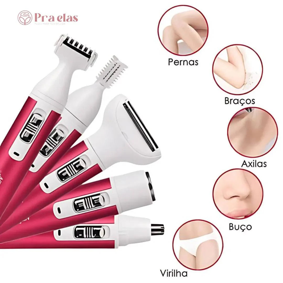 Depilador Elétrico Feminino 5 em 1 (facial e corporal)